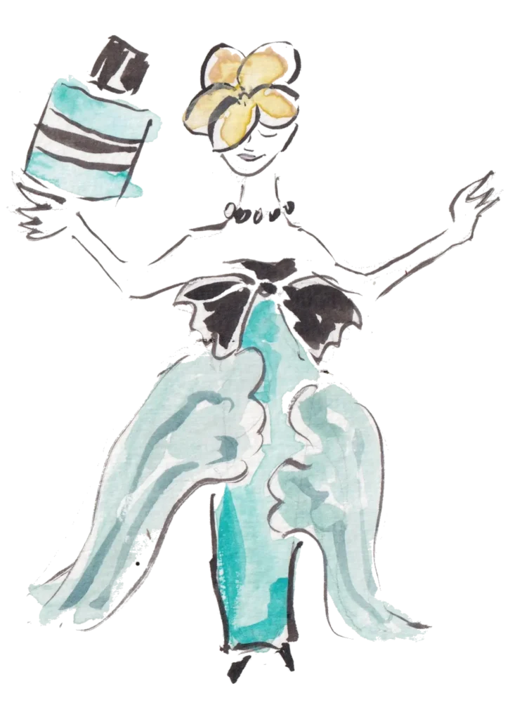 Ofelia Botella watercolor silhouette inspired by Curacao Bay