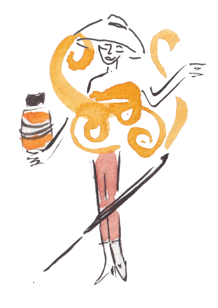 Ofelia Botella watercolor silhouette inspired by Encens Copal